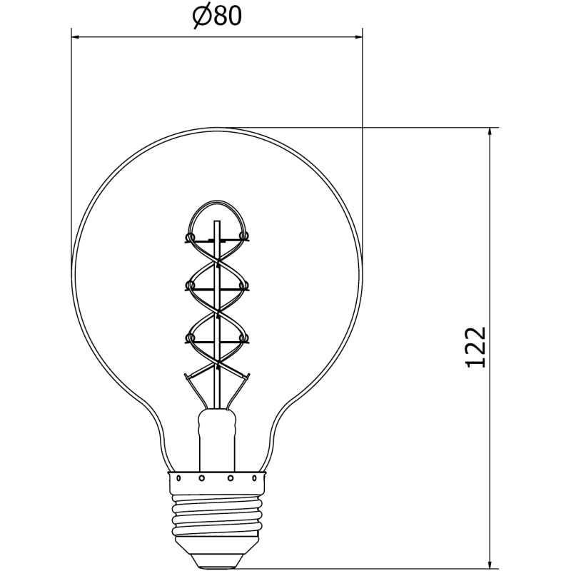 Mexen Vintis 6x żarówka filament spirala LED E27, G80, 6W, Ciepła - 2700K, 630 lm, clear - L165-E27-0627-00x06