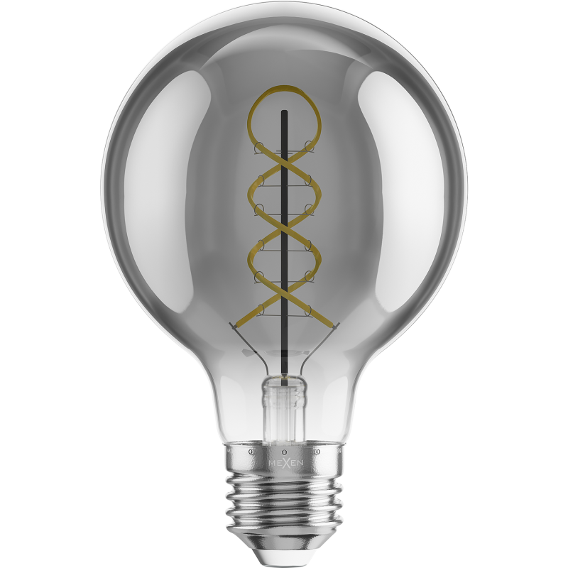 Mexen Vintis 6x LED Spiral Filament Bulb E27, G80, 8W, Warm - 2200K, 450 lm, Smoke - L165-E27-0822-70x06