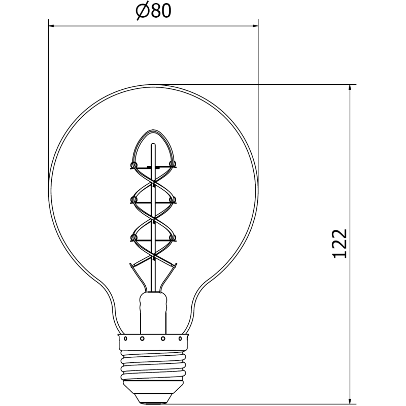 Mexen Vintis 6x Filament Spiral LED Bulb E27, G80, 8W, Warm - 2700K, 510 lm, smoke - L165-E27-0827-70x06