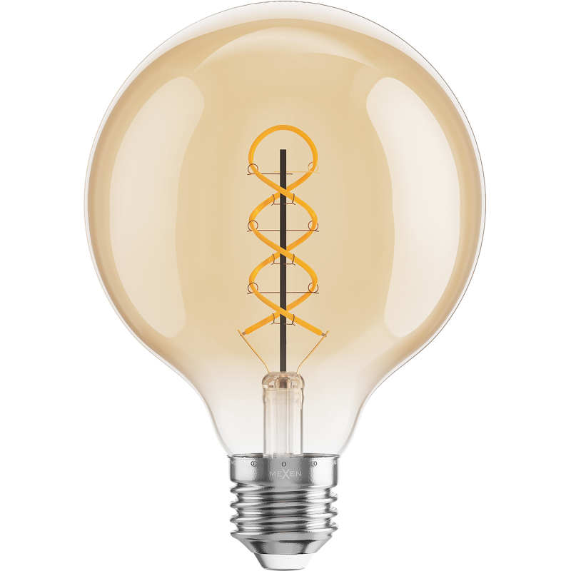Mexen Vintis 10x LED Filament Spiral Bulb E27, G95, 6W, Warm - 2200K, 530 lm, amber - L167-E27-0622-50x10