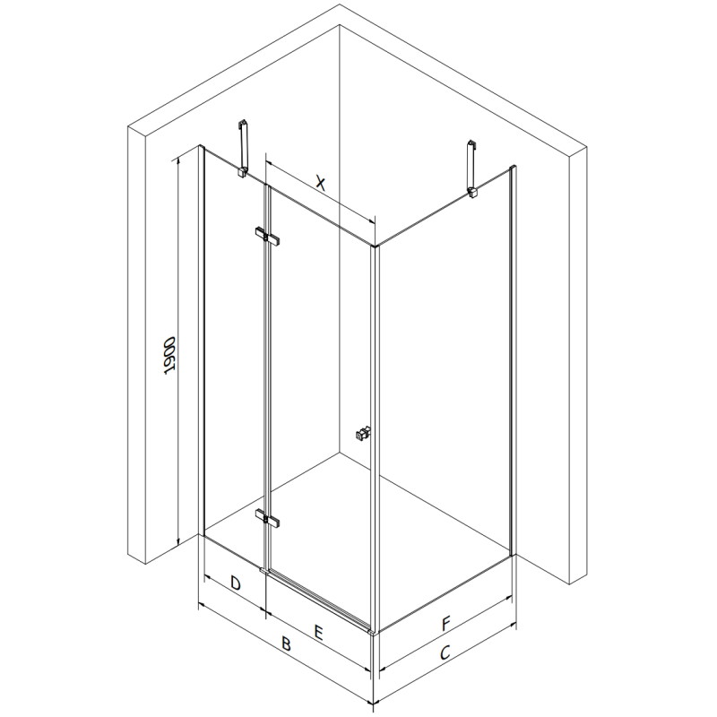 Mexen Roma hinged shower cabin 80 x 90 cm, transparent, black + Flat shower tray, white - 854-080-090-70-00-4010B