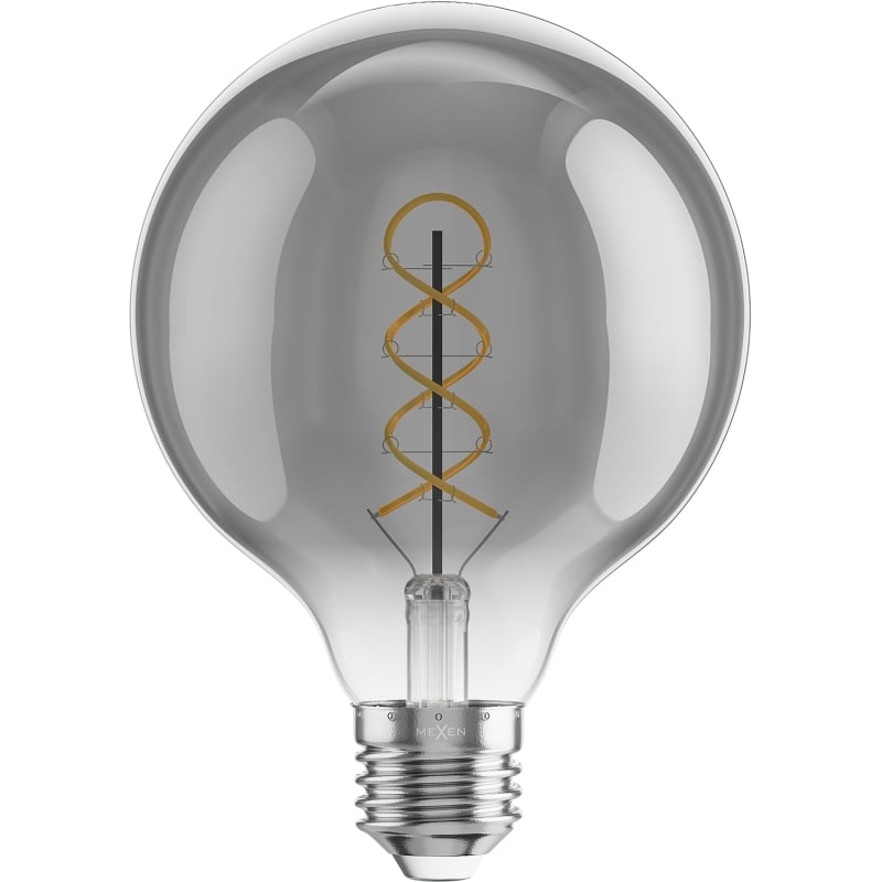 Mexen Vintis 10x LED Filament Glühbirne Spirale E27, G95, 8W, Warm - 2200K, 450 lm, Rauch - L167-E27-0822-70x10