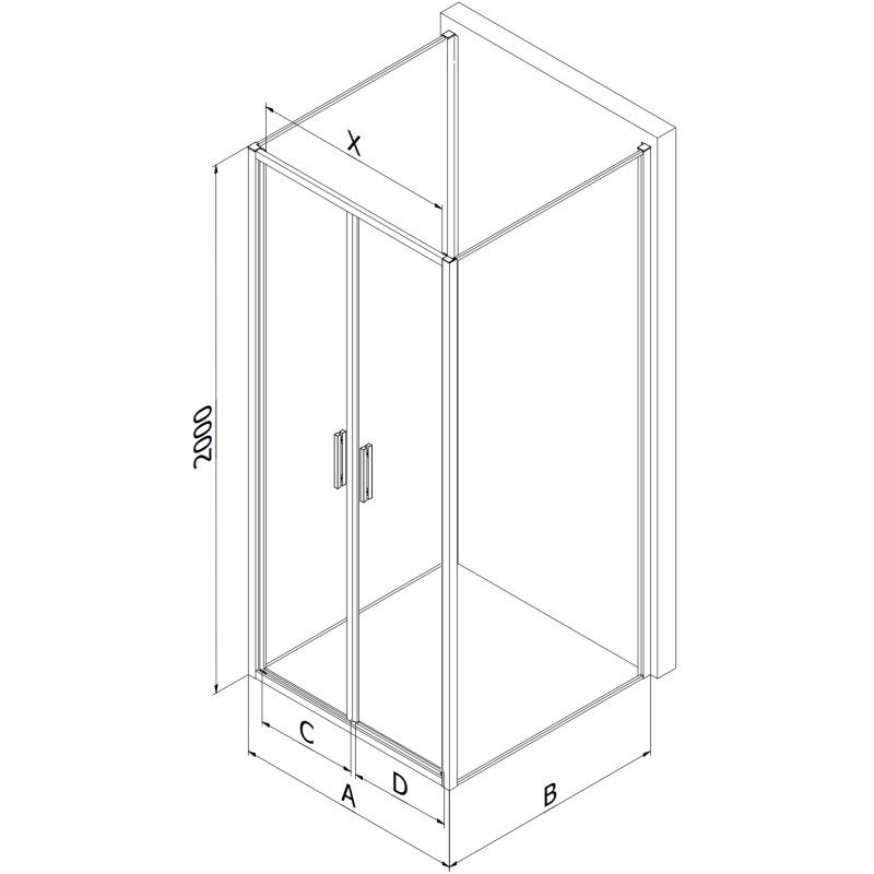 Mexen Exo-B Duo 3S ντουζιέρα 3-πλευρών ανοιγόμενη 100 x 75 cm, διαφανής, χρώμιο