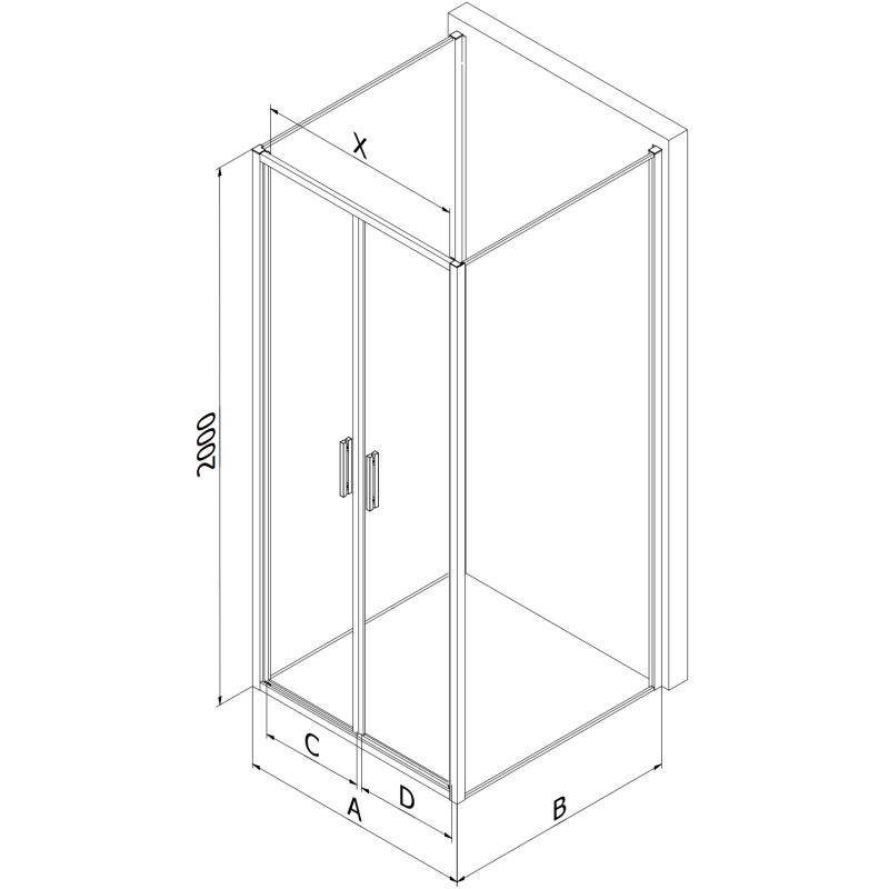 Mexen Exo-3S kabina prysznicowa 3-ścienna uchylna 80 x 80 cm, transparent, chrom - 814-080-080-01-00-3S