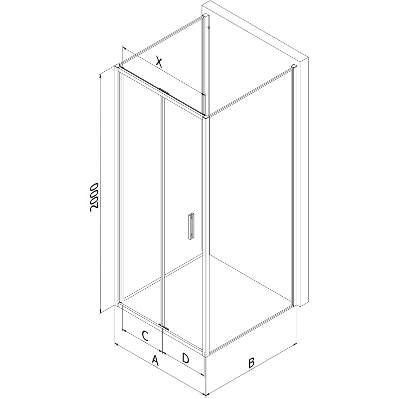 Mexen Exo-3S kabina prysznicowa 3-ścienna składana 90 x 95 cm, transparent, chrom - 816-090-095-01-00-3S