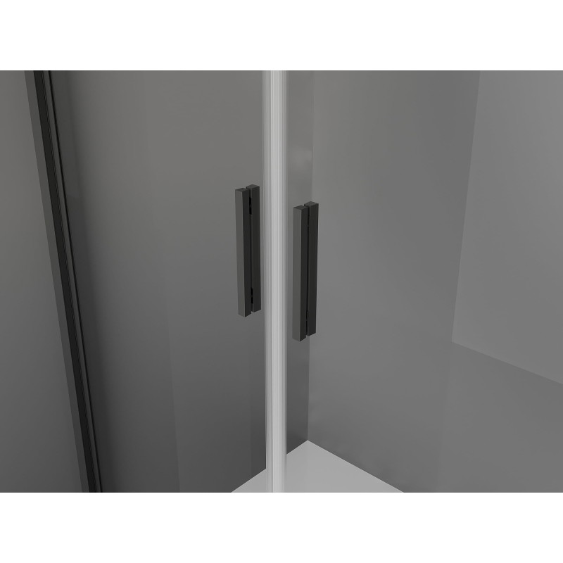 Mexen Exo-B Duo 3S cabine de douche 3 parois pivotante 70 x 70 cm, transparente, noire - 814-070-070-70-00-3S
