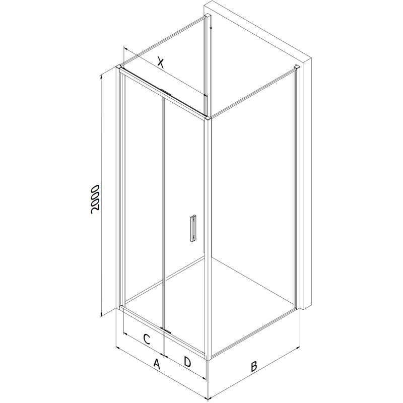 Mexen Exo-3S kabina prysznicowa 3-ścienna składana 100 x 80 cm, transparent, złota - 816-100-080-50-00-3S