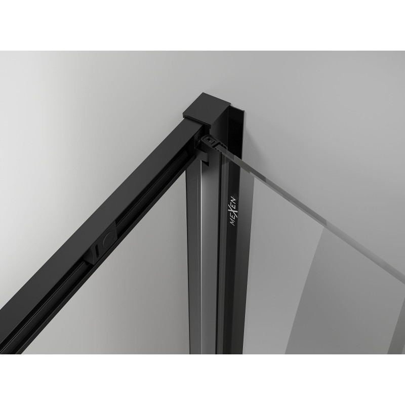 Mexen Exo-3S trīssienu saliekamā dušas kabīne 110 x 85 cm, caurspīdīga, melna - 816-110-085-70-00-3S