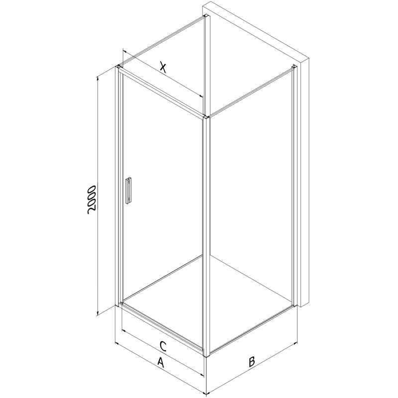 Mexen Exo-3S kabina prysznicowa 3-ścienna uchylna 95 x 120 cm, transparent, chrom - 817-095-120-01-00-3S