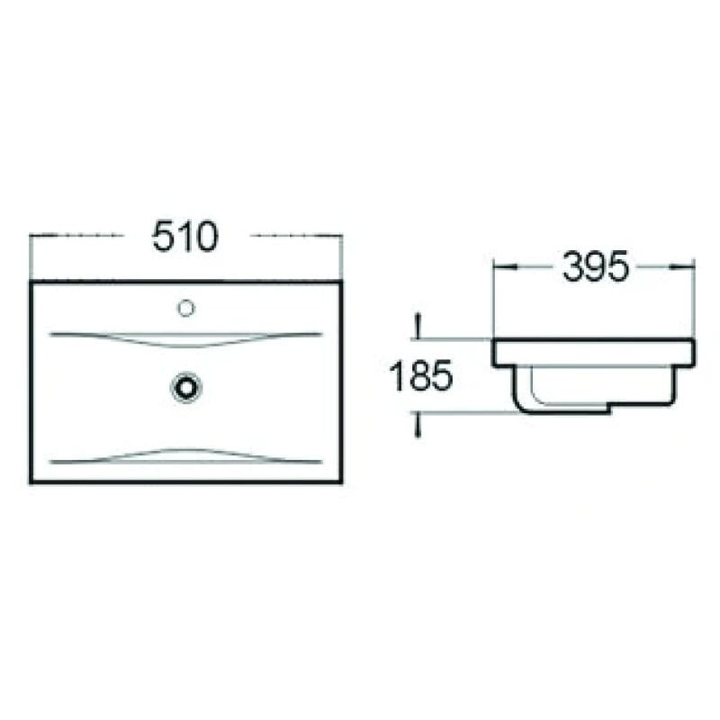 Mexen Emma recessed sink 51 x 39 cm, matte black - 25055185
