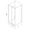 Mexen Exo-R 3S tredelad svängdusch 100 x 100 cm, transparent, krom - 819-100-100-01-00-3S