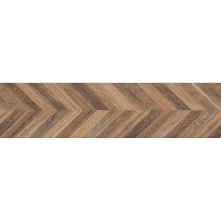 Mexen Native Brown glazed rectified G1 gres, wood-like floor and wall tile 120 x 30 cm, carving - TL704-120-030-01