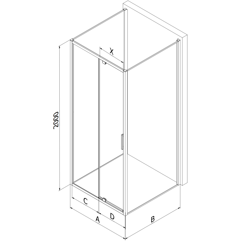 Mexen Exo-3S kabina prysznicowa 3-ścienna uchylna 140 x 70 cm, transparent, czarna - 819-140-070-70-00-3S