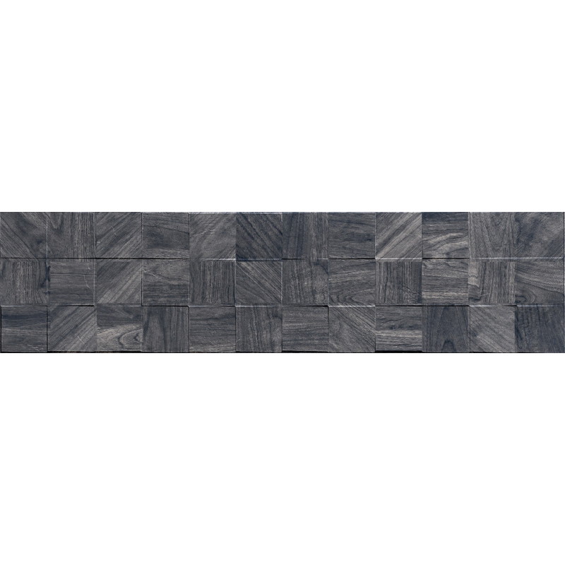 Mexen Riga Lyon Black geglazuurd gres gerect. G1, houtlook wandtegel 120 x 30 cm, mat - TL713-120-030-50