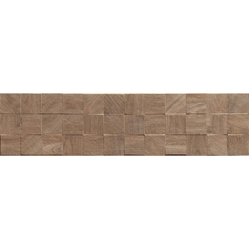 Mexen Riga Lyon Brown grés esmaltado reto. G1, azulejo tipo madeira para piso e parede 120 x 30 cm, mate - TL713-120-030-51