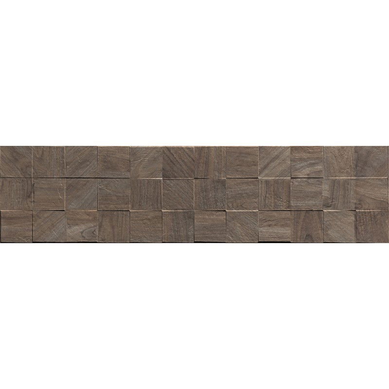 Mexen Riga Lyon Choco geglazuurde rekt. G1, houten wandtegel 120 x 30 cm, mat - TL713-120-030-52