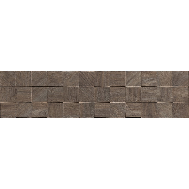 Mexen Riga Lyon Choco gres esmaltado rectificado G1, azulejo con apariencia de madera para pared 120 x 30 cm, mate