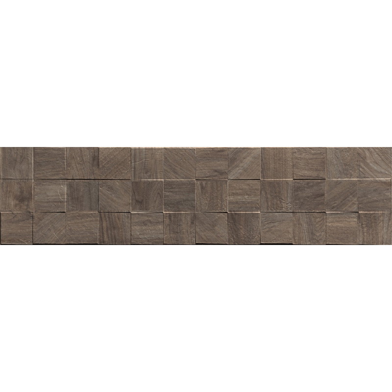 Mexen Riga Lyon Choco gres esmaltado rectificado G1, azulejo con apariencia de madera para pared 120 x 30 cm, mate