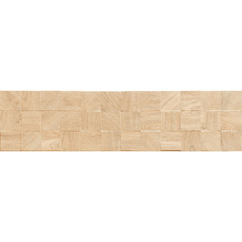 Mexen Riga Lyon Crema grès émaillé rectifié G1, carreau mural effet bois 120 x 30 cm, mat - TL713-120-030-53