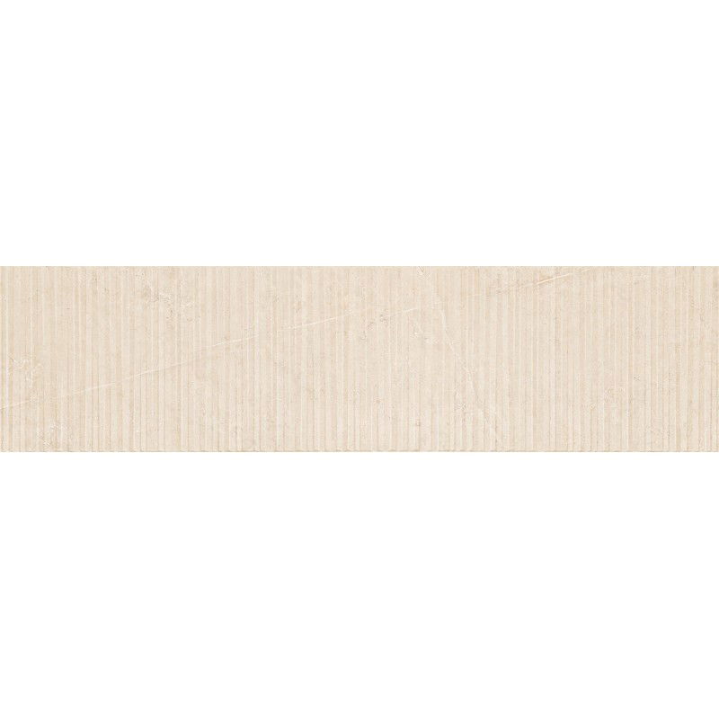 Mexen Flamingo Mayolica Crema glazed rectified gres tile G1, wall tile 120 x 30 cm, carving - TL715-120-030-51