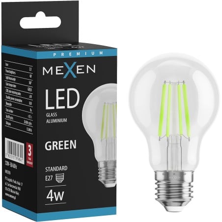 Mexen Vintis LED-filamenttilamppu E27, A60, 4W, 55 lm, vihreä - L150-E27-04XX-46