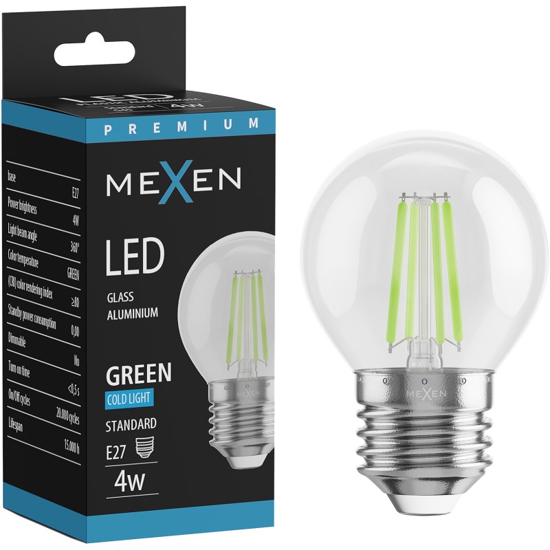 Mexen Vintis żarówka filament LED E27, G45, 4W, 55 lm, green - L156-E27-04XX-46