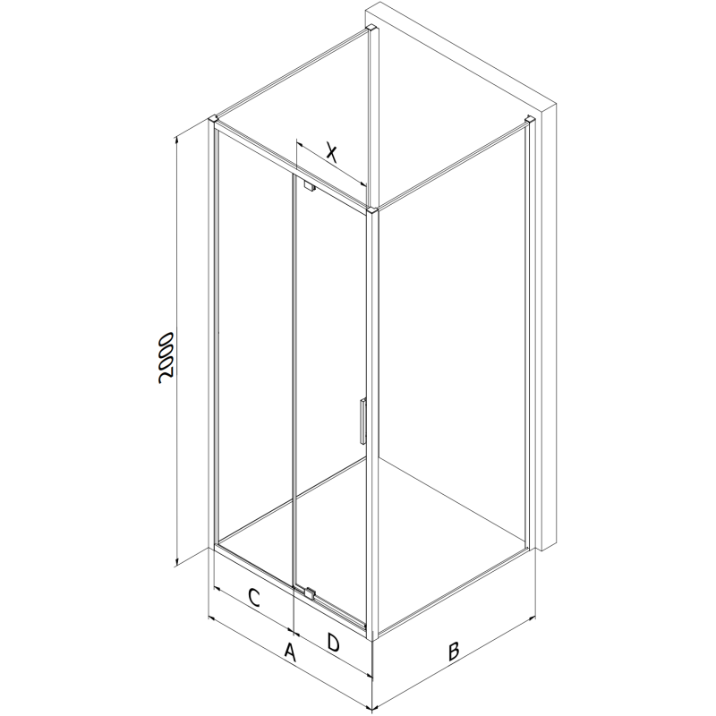 Mexen Exo-3S kabina prysznicowa 3-ścienna uchylna 125 x 110 cm, transparent, chrom - 819-125-110-01-00-3S
