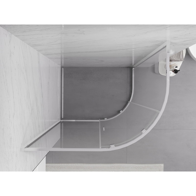 Mexen Exo-S asimetrična polkrožna pršna kabina drsna 120 x 80 cm, prozorna, krom - 8131-120-080-01-00