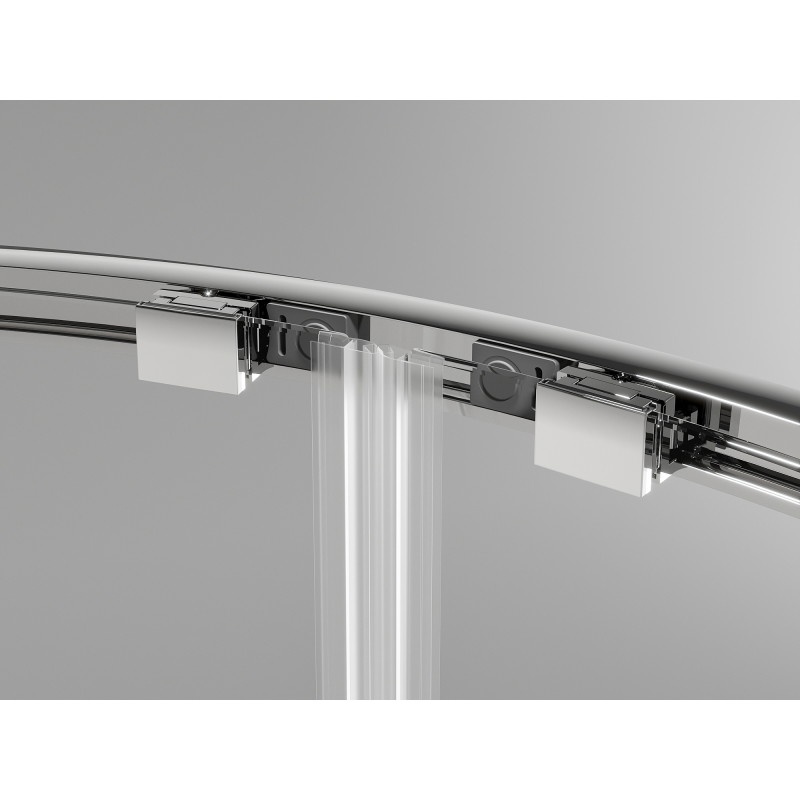 Mexen Exo asymertrična pršna kabina polkrožna drsna 120 x 80 cm, prozorna, krom - 8132-120-080-01-00