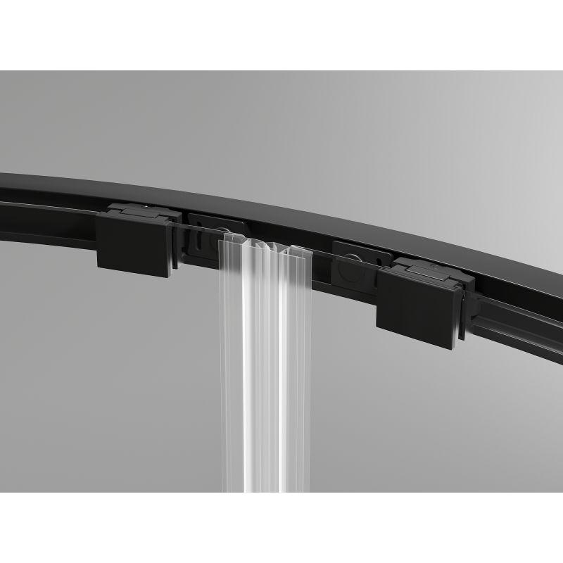 Mexen Exo cabine de douche asymétrique semi-circulaire coulissante 120 x 80 cm, transparente, noire - 8132-120-080-70-00