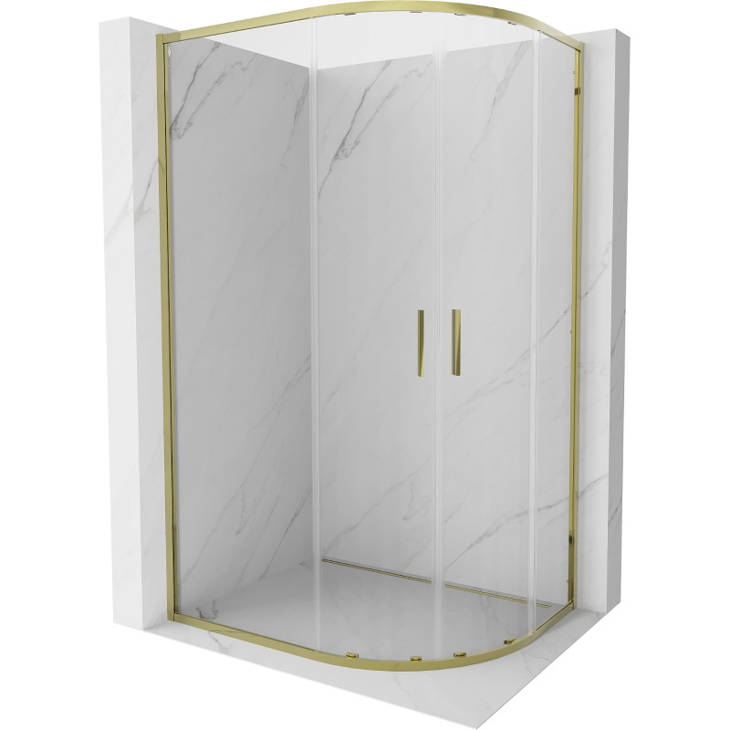 Mexen Exo-S Duo kabina prysznicowa półokrągła rozsuwana 120 x 80 cm, transparent, złota - 8132-120-080-50-00