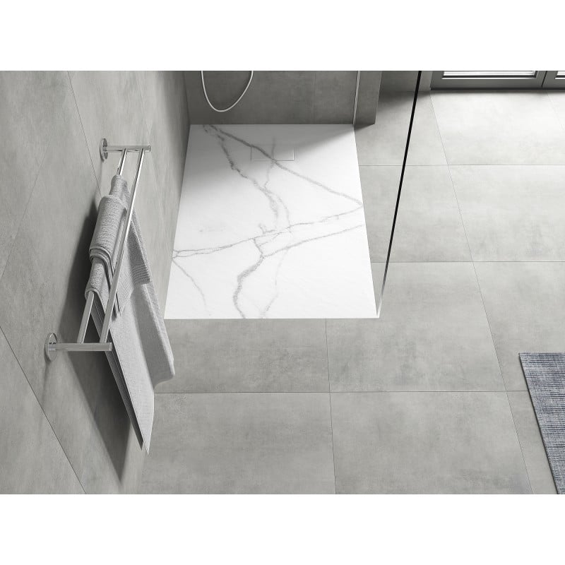 Mexen Hugo rectangular SMC shower tray 100 x 70 cm, white stone - 42157010