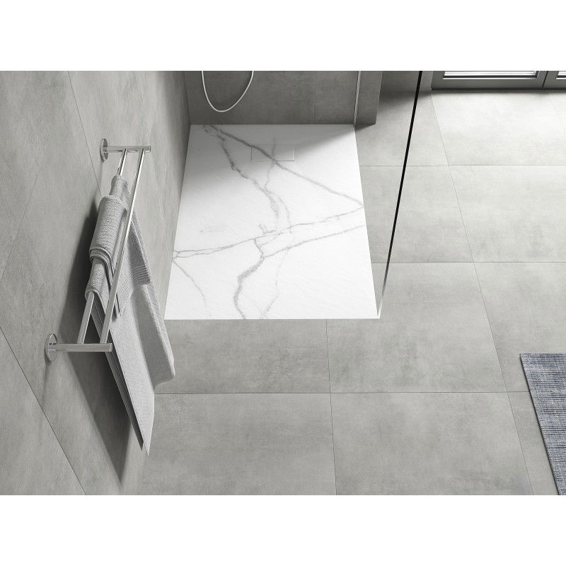 Mexen Hugo plato de ducha rectangular SMC 120 x 70 cm, piedra blanca - 42157012