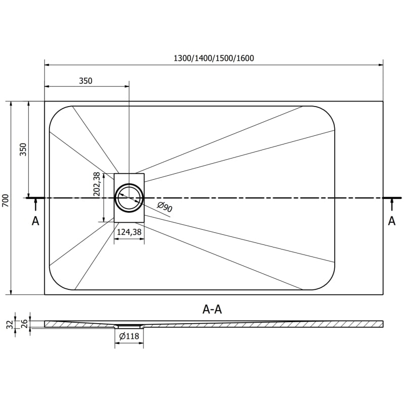 Mexen Hugo receveur de douche rectangulaire SMC 140 x 70 cm, pierre blanche - 42157014