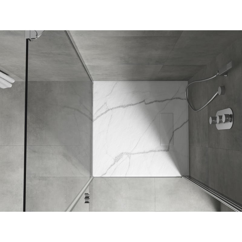 Mexen Hugo brodzik kwadratowy SMC 70 x 70 cm, biały kamień - 42157070