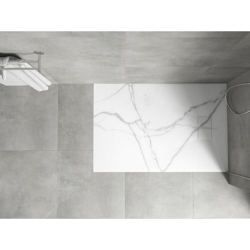 Mexen Hugo rectangular SMC shower tray 90 x 80 cm, white stone - 42158090