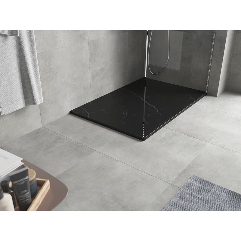 Mexen Hugo rectangular SMC shower tray 80 x 70 cm, black stone - 42757080