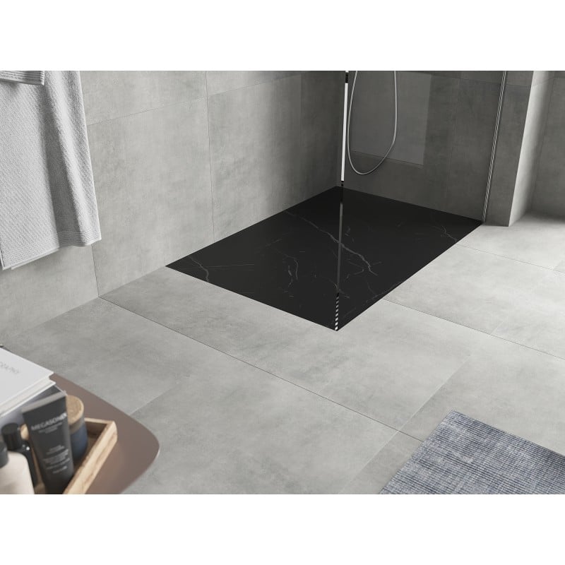Mexen Hugo rectangular SMC shower tray 80 x 70 cm, black stone - 42757080
