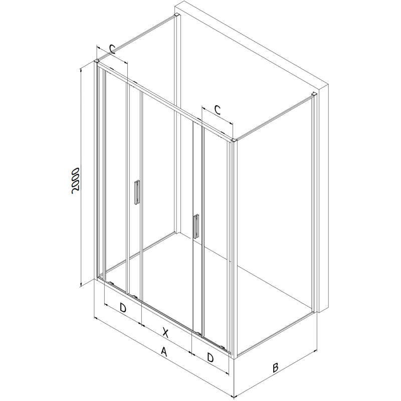 Mexen Exo-3S kabina prysznicowa 3-ścienna rozsuwana 180 x 90 cm, transparent, chrom - 8152-180-090-01-00-3S
