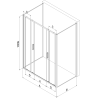 Mexen Exo-S Duo 3S kabina prysznicowa 3-ścienna rozsuwana 150 x 100 cm, transparent, chrom - 8152-150-100-01-00-3S