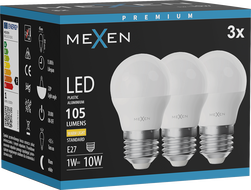 Mexen Nova 3x LED-lamp E27, G45, 1W, Warm - 3000K, 105 lm - L101-E27-0130-01x03