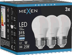 Mexen Nova 3x LED spuldze E27, G45, 3W, Auksta - 6500K, 315 lm - L101-E27-0365-01x03