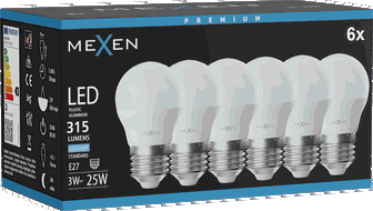 Mexen Nova 6x Lampadina LED E27, G45, 3W, Fredda - 6500K, 315 lm - L101-E27-0365-01x06