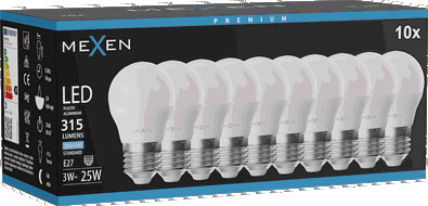 Mexen Nova 10x LED žarulja E27, G45, 3W, Hladna - 6500K, 315 lm - L101-E27-0365-01x10