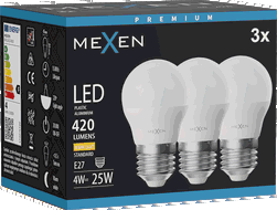 Mexen Nova 3x LED spuldze E27, G45, 4W, Silta - 3000K, 420 lm - L101-E27-0430-01x03