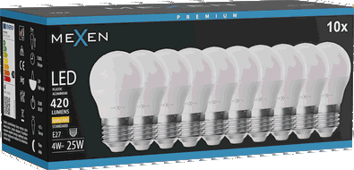 Mexen Nova 10x LED-lamppu E27, G45, 4W, Lämmin - 3000K, 420 lm - L101-E27-0430-01x10