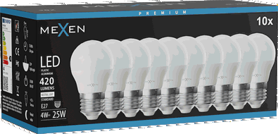 Mexen Nova 10x Lampadina LED E27, G45, 4W, Neutro - 4000K, 420 lm - L101-E27-0440-01x10