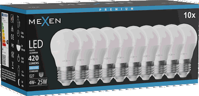 Mexen Nova 10x Lampadina LED E27, G45, 4W, Fredda - 6500K, 420 lm - L101-E27-0465-01x10