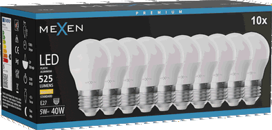 Mexen Nova 10x LED-Glühbirne E27, G45, 5W, Warmweiß - 3000K, 525 lm - L101-E27-0530-01x10