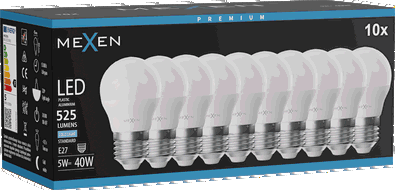 Mexen Nova 10x LED žarulja E27, G45, 5W, Hladna - 6500K, 525 lm - L101-E27-0565-01x10